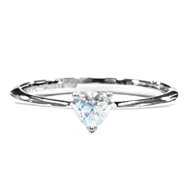 ANEL MOISSANITE SOLITÁRIO CORAÇÃO PRATA
