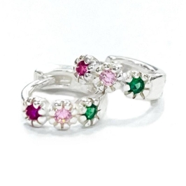 BRINCO ARGOLA CRAVE 3 FLOR COLOR