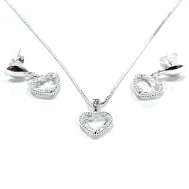 CONJUNTO CORAÇÃO ZIRCO CRISTAL