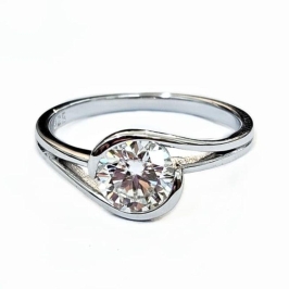 ANEL MOISSANITE SOLITÁRIO PRATA