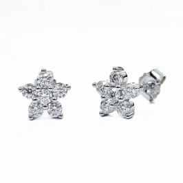 BRINCO MOISSANITE FLOR PRATA
