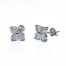 BRINCO MOISSANITE FLOR PRATA