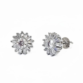 BRINCO MOISSANITE FLOR PRATA