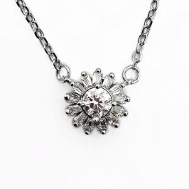 GARGANTILHA MOISSANITE FLOR PRATA