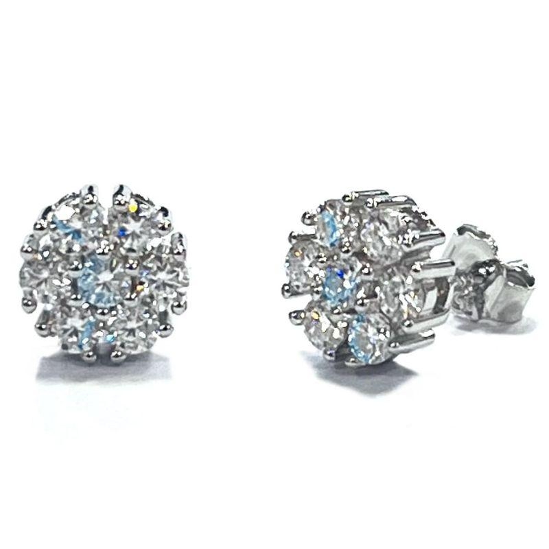 BRINCO MOISSANITE FLOR PRATA