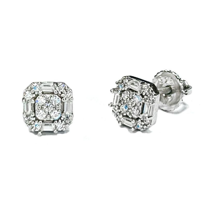 BRINCO MOISSANITE QUADRADO PRATA