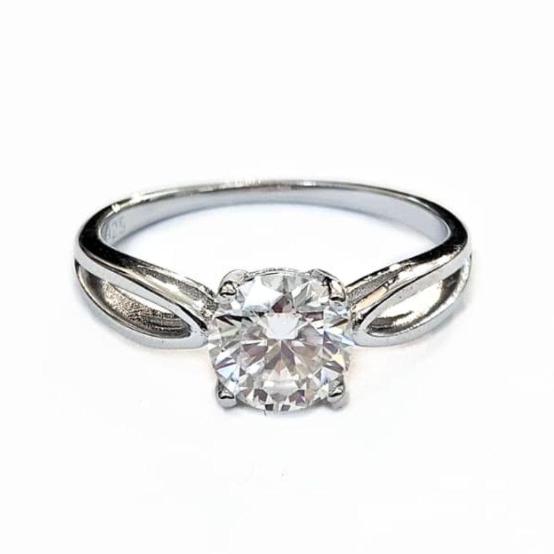 ANEL MOISSANITE SOLITÁRIO PRATA