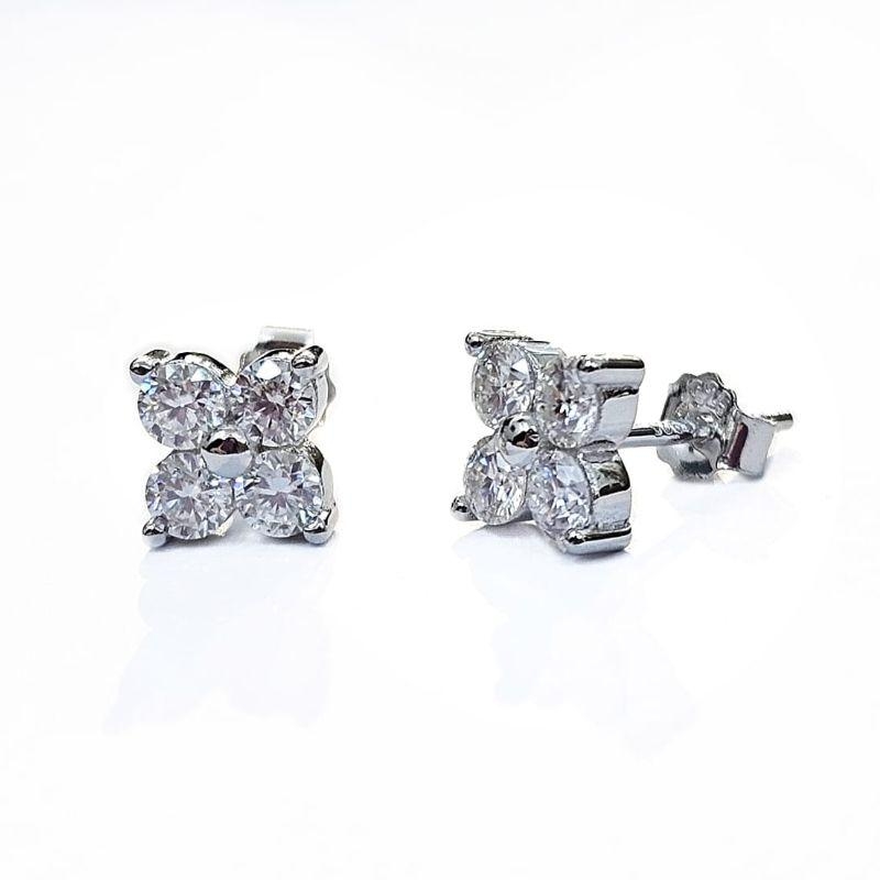 BRINCO MOISSANITE FLOR PRATA