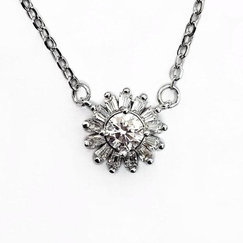 GARGANTILHA MOISSANITE FLOR PRATA
