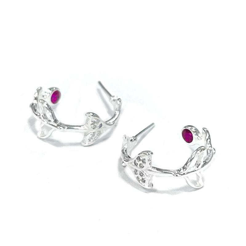 BRINCO ARGOLA RABO DE SEREIA CRAVE ZIRCO ROSA