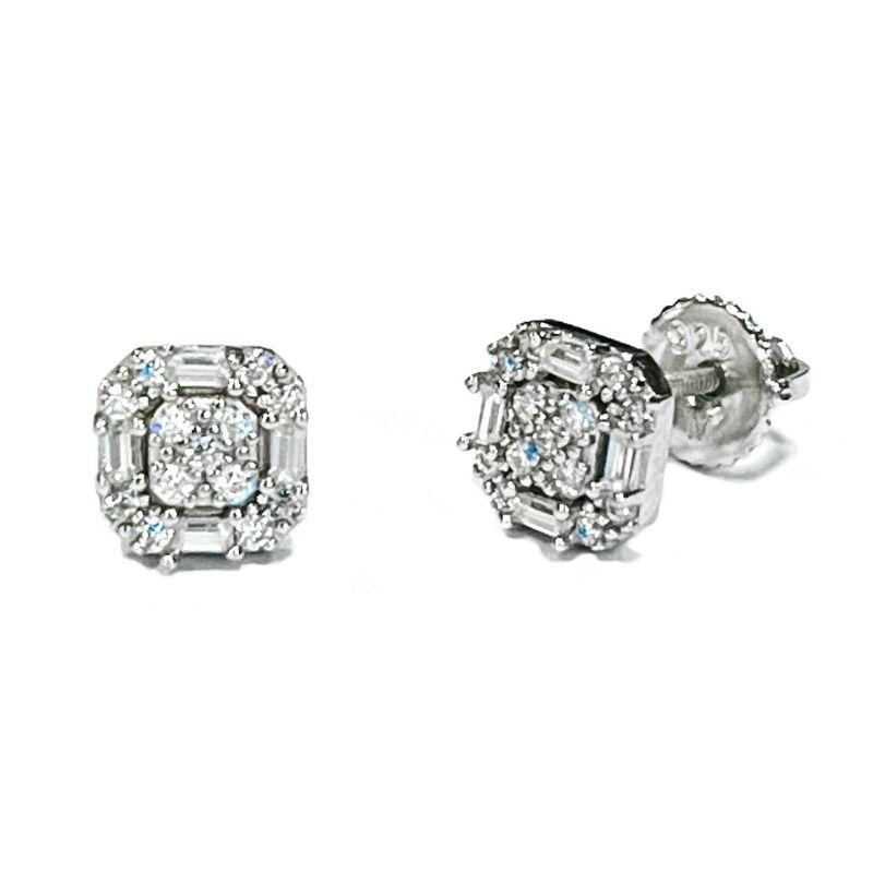 BRINCO MOISSANITE QUADRADO PRATA