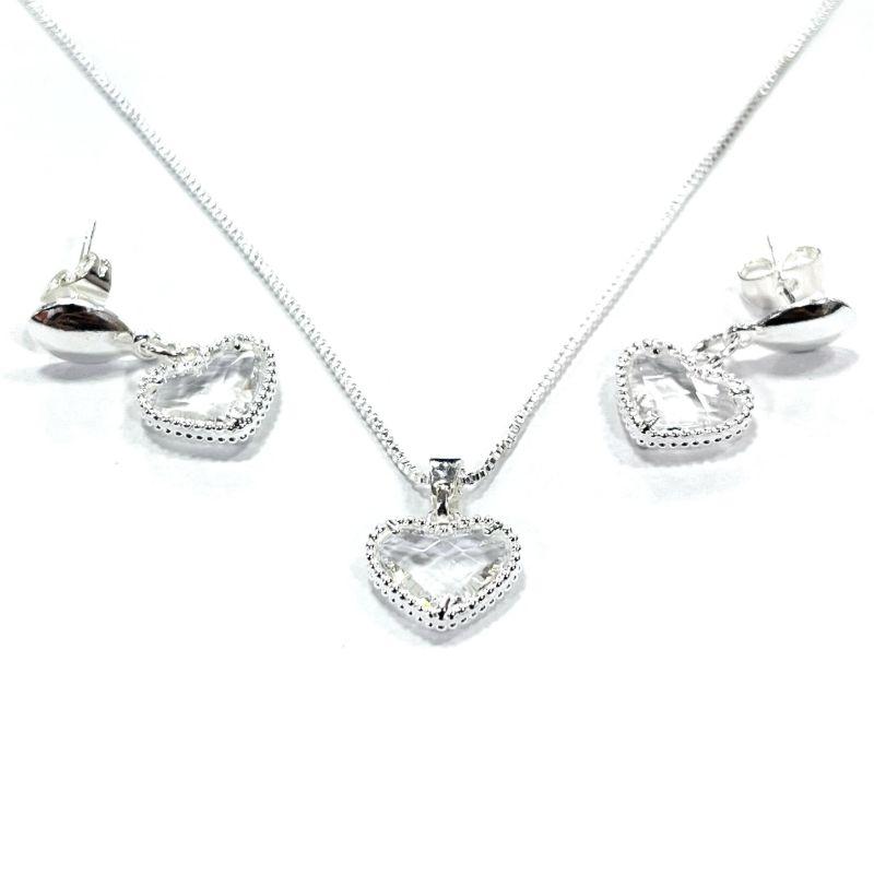 CONJUNTO CORAÇÃO ZIRCO CRISTAL