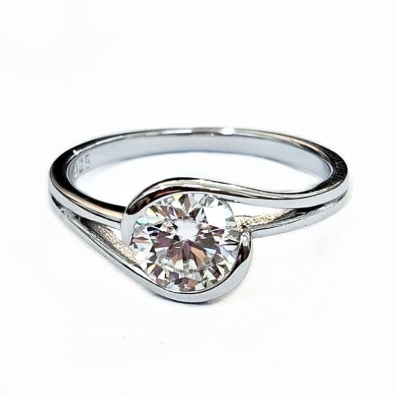 ANEL MOISSANITE SOLITÁRIO PRATA
