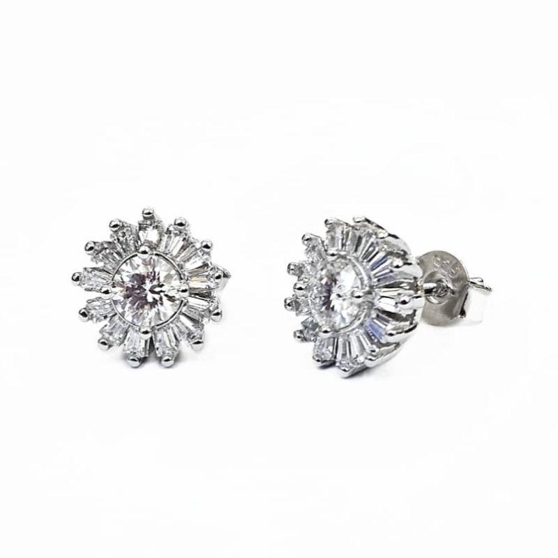 BRINCO MOISSANITE FLOR PRATA